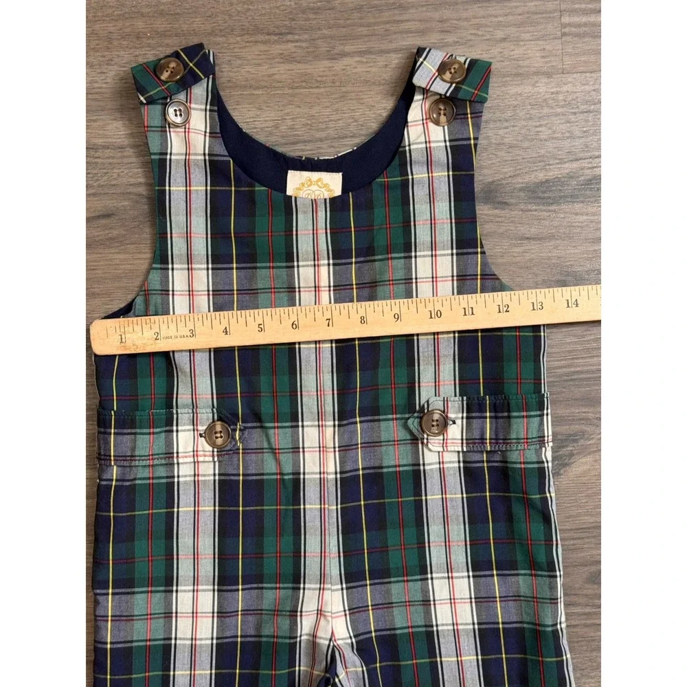 Beaufort Bonnet Co Longall Romper 3T Navy Green Plaid Christmas Preppy Heirloom